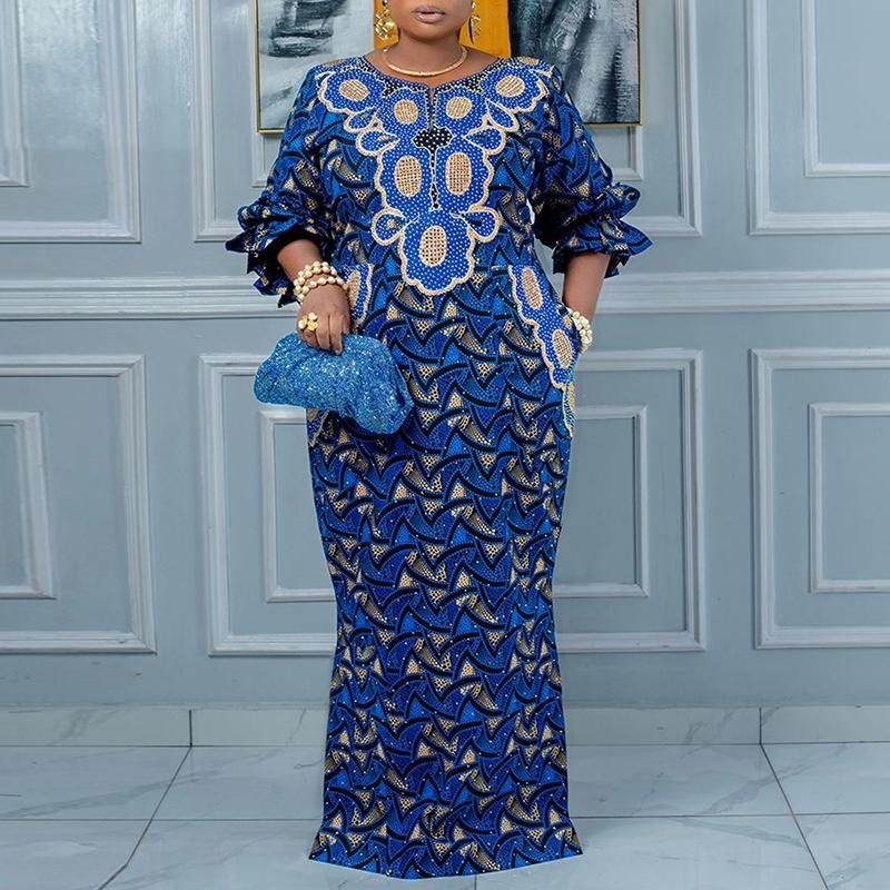 Женские платья больших размеров с круглым вырезом и коротким рукавом с принтом