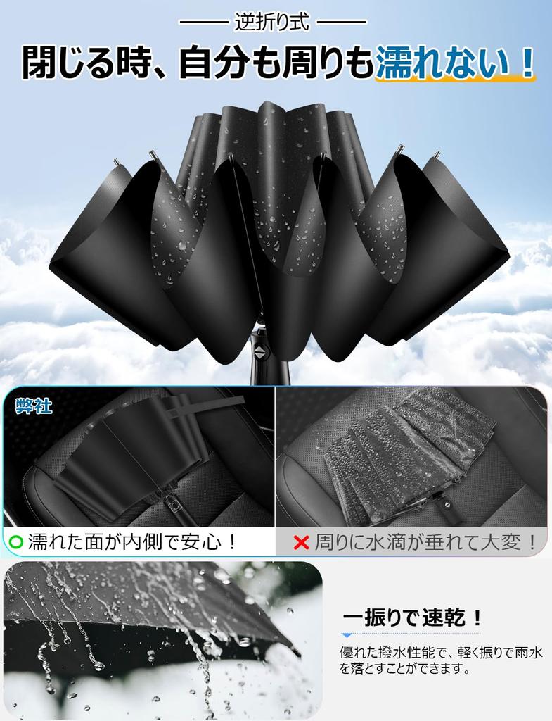 Folding Umbrella 12 Ribs Reverse Folding Automatic Super Water Extra Large Long Strong Wind Resistant For Both Sunny and Rainy Rainy Season Typhoon UV