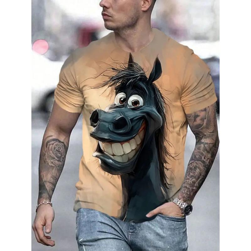 Крутая мужская повседневная футболка с принтом панды и круглым вырезом, уличная мода, удобный мужской топ, универсальная футболка с темпераментом