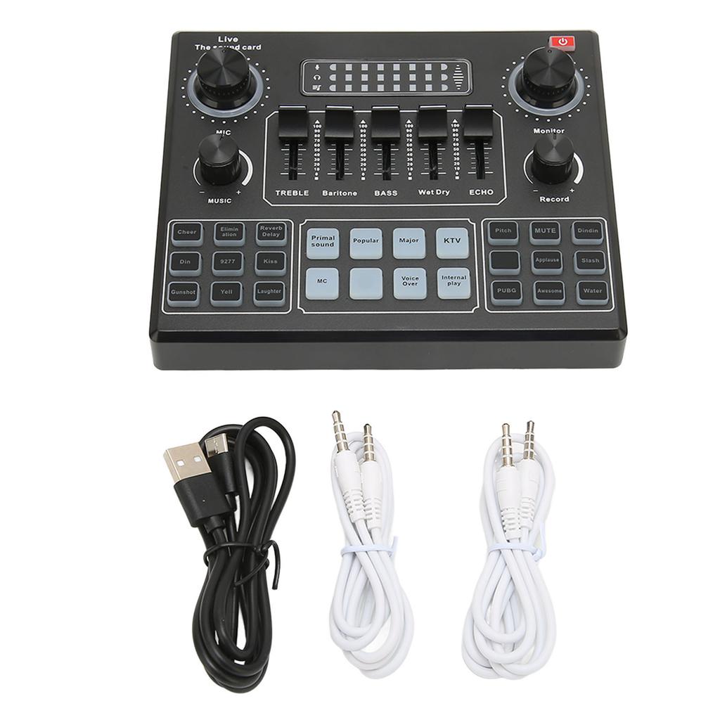 Live Sound Card Multiple Sound Effects Voice Changing External Mini Sound Mixer Board for Live