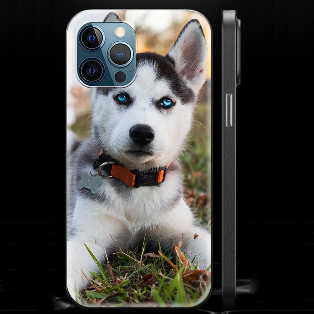 Роскошный чехол для телефона с милым щенком Аляскинского хаски для iPhone 13 15 14 12 11 Pro MAX XR X SE XS 7 8 Plus, черный матовый силиконовый чехол