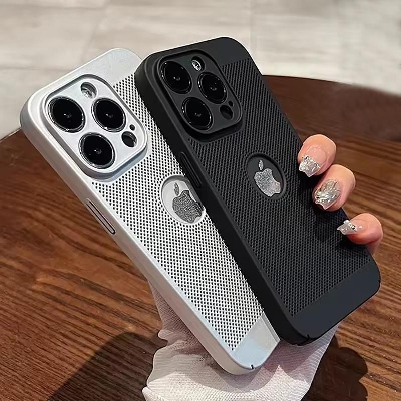 Роскошный чехол для телефона с теплоотводом для iPhone 11 12 13 14 15 Pro Max Plus X XS Max XR Hollow Ultra Thin Single Color Cover