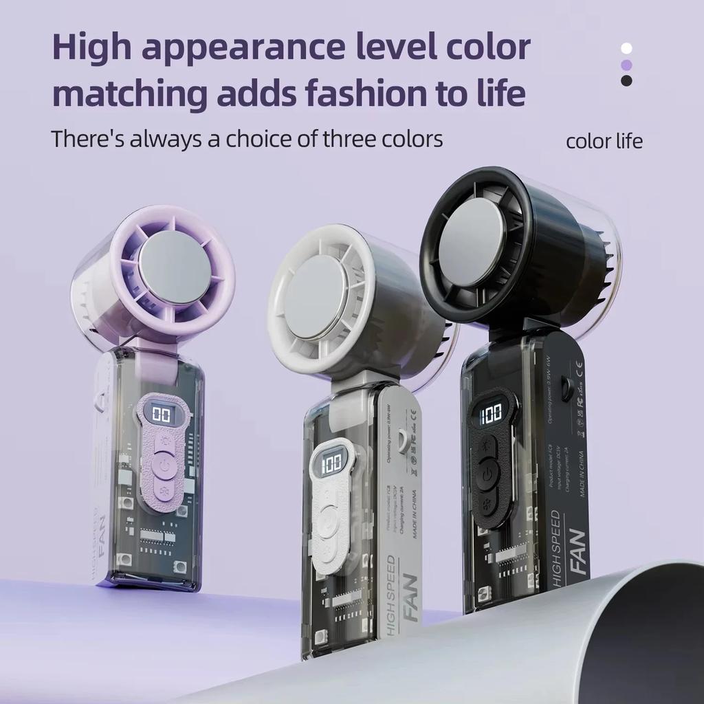 Mini Handheld Fan 3600mAh Portable Fan Refrigeration Turbine High-speed Violent Electric Fan Foldable Neck Ice Pack Small Fan