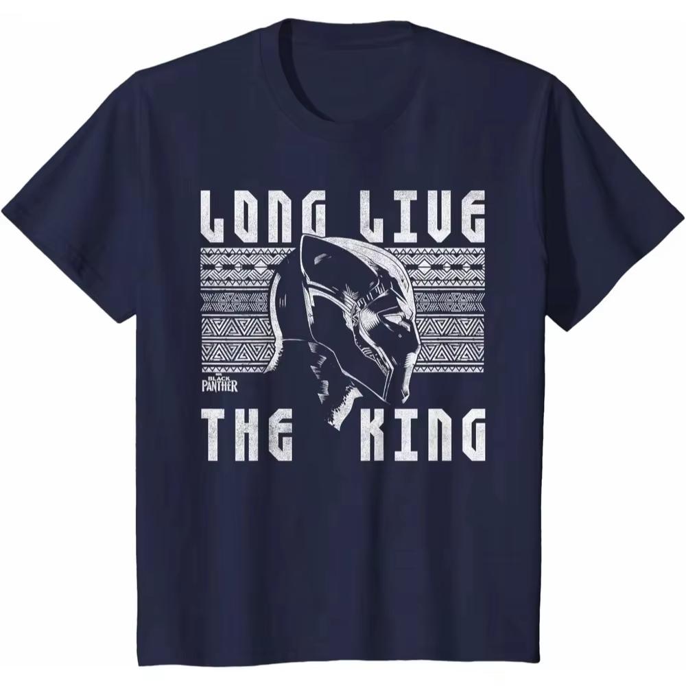 Black Panther Long Live The King Marvel TShirt Vintage Unisex Heavy Cotton Loose Fit Crew Neck Trendy Top for Male Female