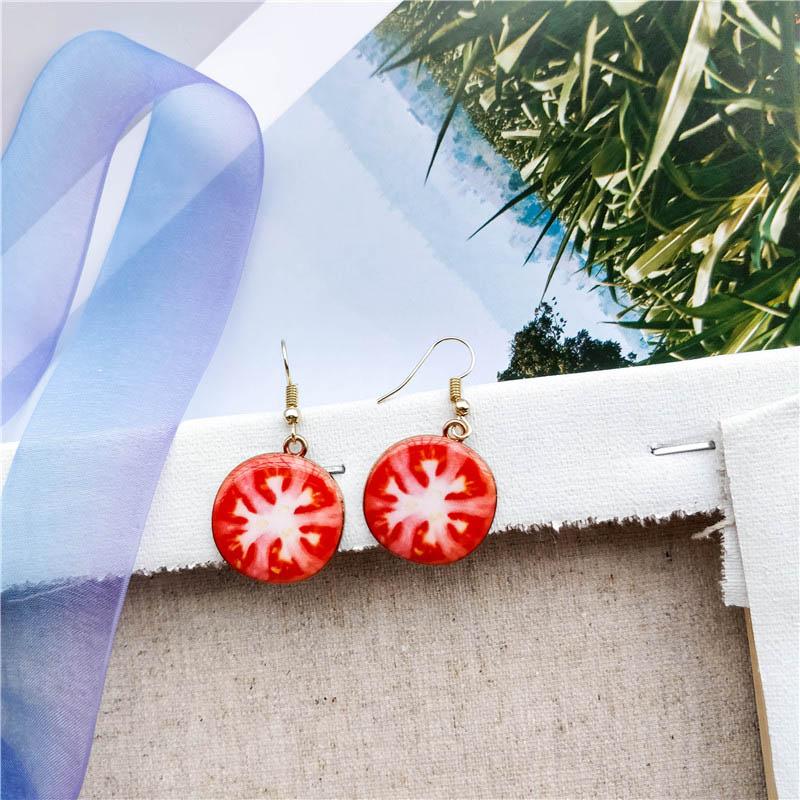 Cute Fashion Fruit Watermelon Strawberry Pendant Dangle Earrings for Women Sweet Kiwi Lemon Orange Drop Earrings Girl Jewelry