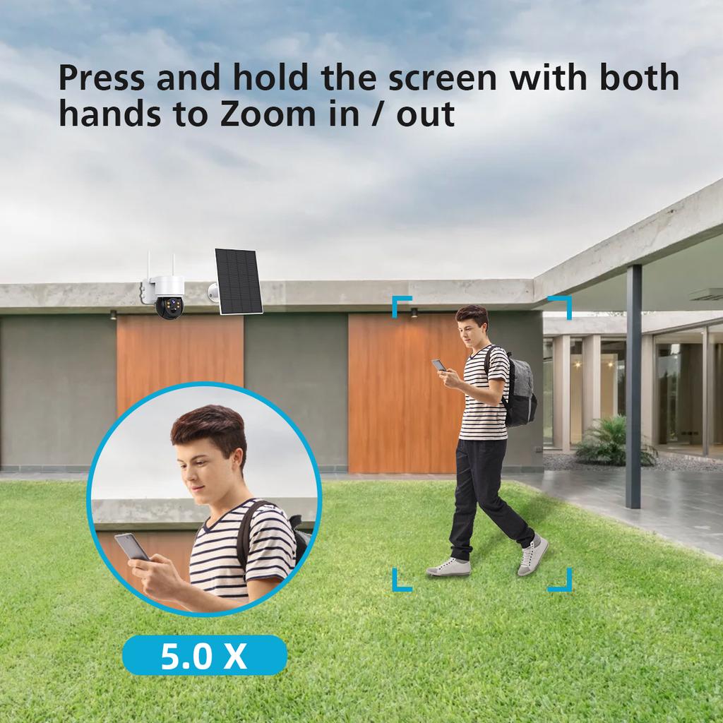 Solar Camera Outdoor Security WiFi Surveillance Cameras With Solar Panel Human Detection PTZ CCTV Camera