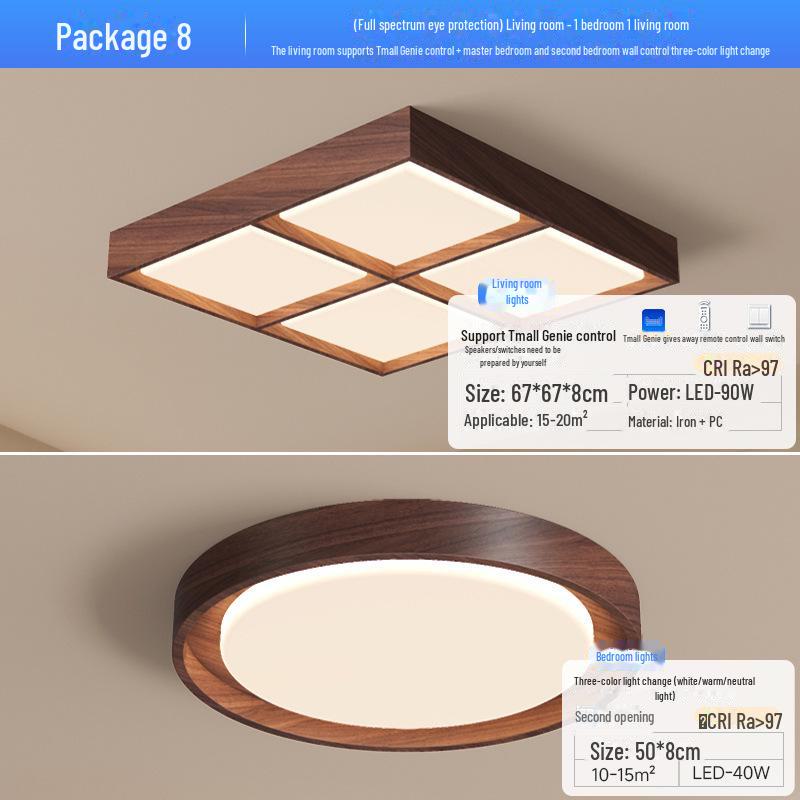 "Walnut Ceiling Lamp - Full Spectrum Eye Protection for Living Rooms & Bedrooms"