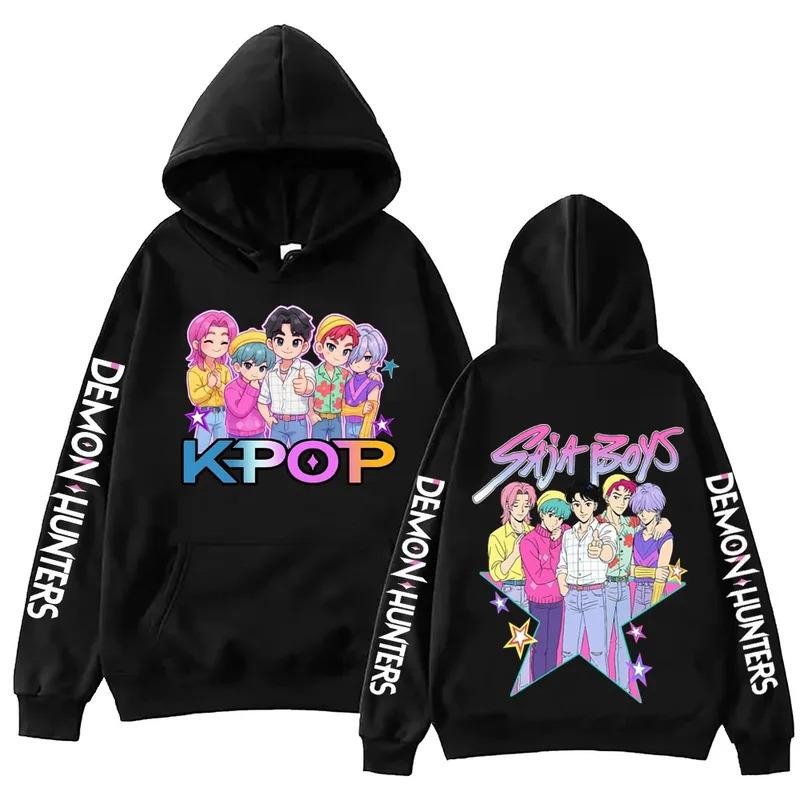 Аниме K-pop Охотник на демонов Саджа Бой Толстовка с принтом Мужская Женская Мода Повседневная Удобная Осенне-зимняя Толстовка