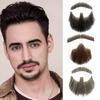 2Pcs Fake Beard Goatee Mustache Handmade Invisible Lace Facial Hair False Goatee Beard Halloween Dressing Men Makeup Drama Party Movie Prop