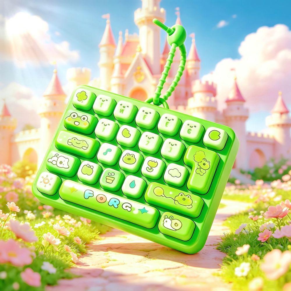 Cartoon Fingertip Button Keyring Mini Keyboard Clicker Keychain Bag Ornaments
