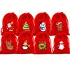 Christmas Drawstring Gift Bags - Festive Red Cloth Pouches for Candy, Cookies, Jewelry & Party Favors