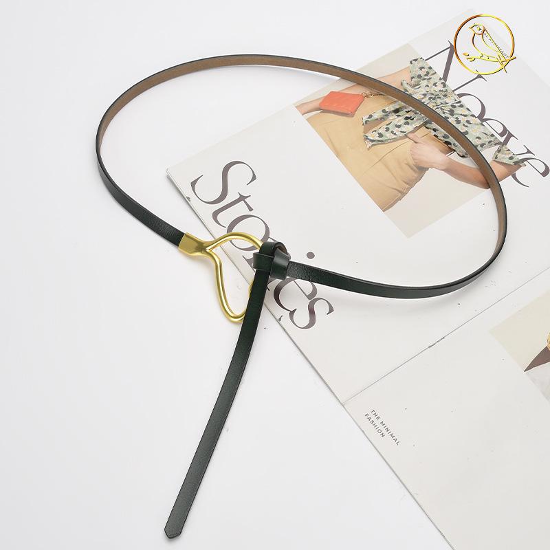 Женский кожаный ремень с узлом и украшением из классической рубашки, простой тонкий пояс из натуральной воловьей кожи, модный