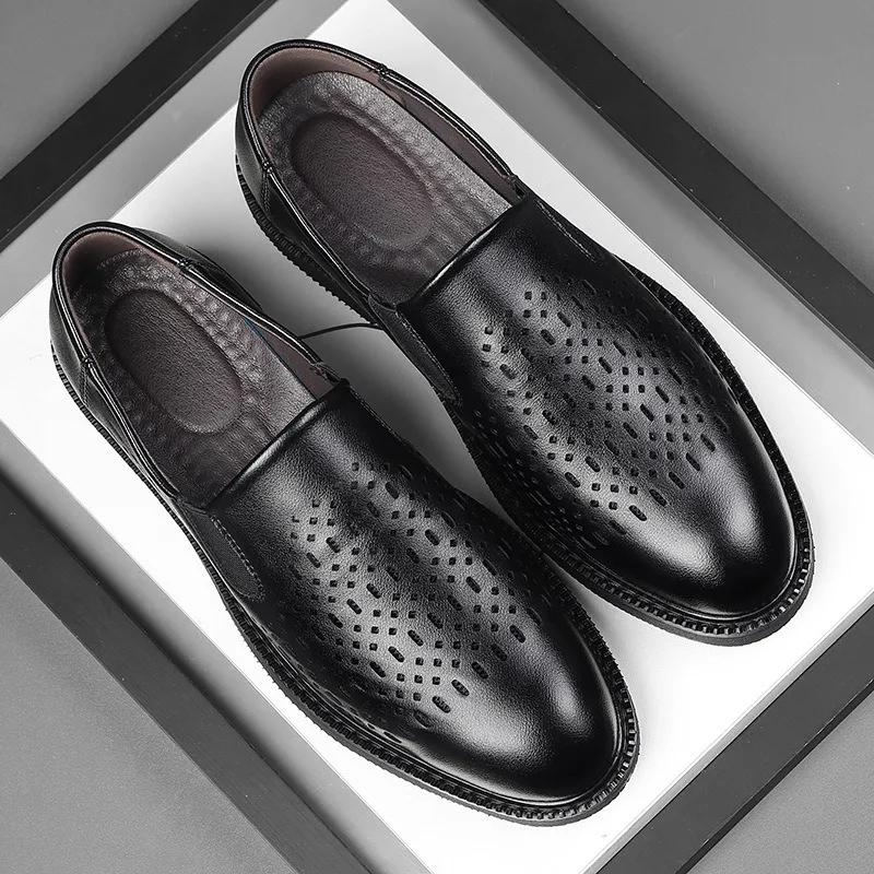 Модные дизайнерские новые мужские туфли на платформе с открытой подошвой, модные кожаные туфли на мягкой подошве, повседневные мужские туфли из коровьей кожи для мужчин