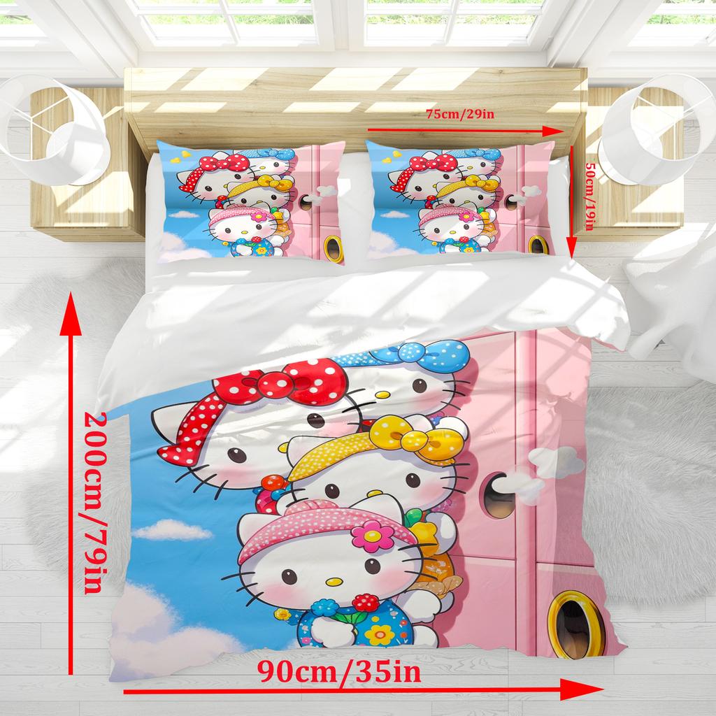 Hello Kitty 3D Детский Комплект Постельного Белья Пододеяльник Комплекты Комфорт Подходит Для Детей И Взрослых Милый Печатный Мультяшный
