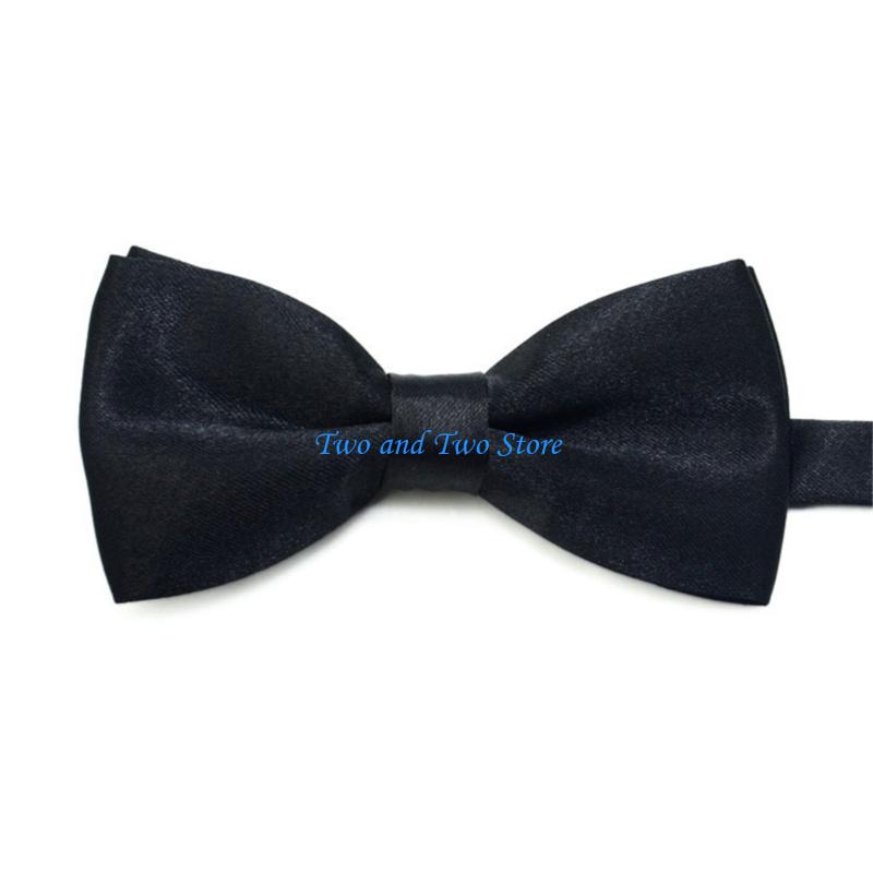 HX6F Kids Double Layer BowTie For School Event Birthday Party Soft Polyester Adjustable Neckband for Children Formal Occasion