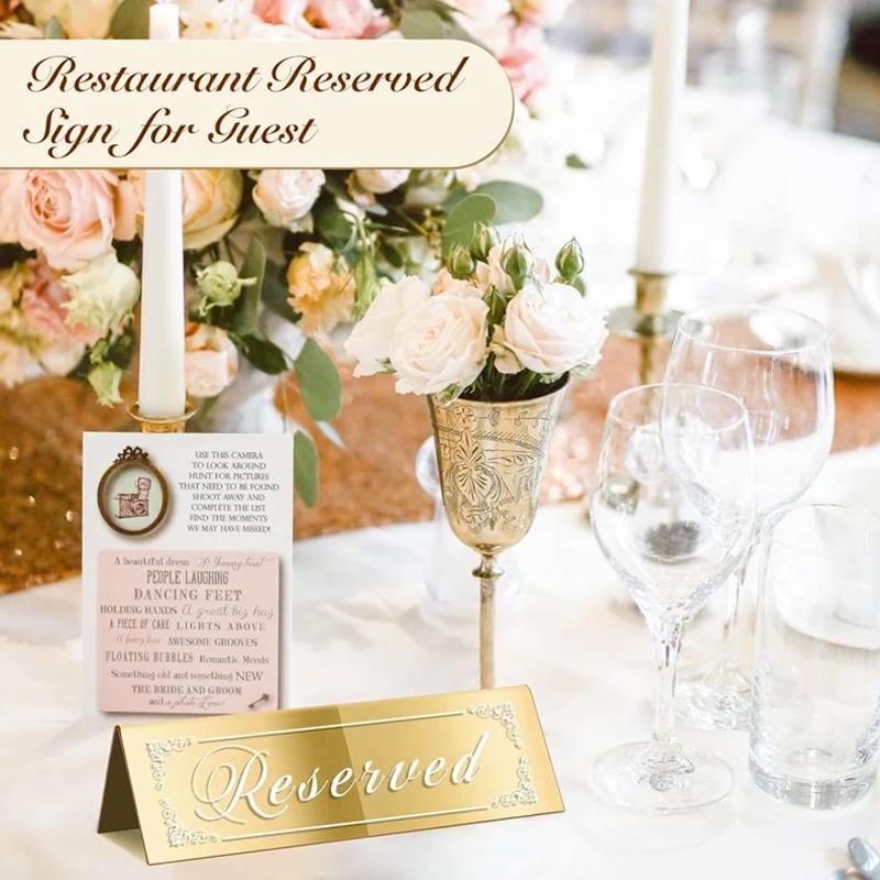 1/5/12Pcs/Pack Reserved Table Signs Wear-resistant Wedding Waterproof Acrylic Guest Reservation Gold Reserved Signs