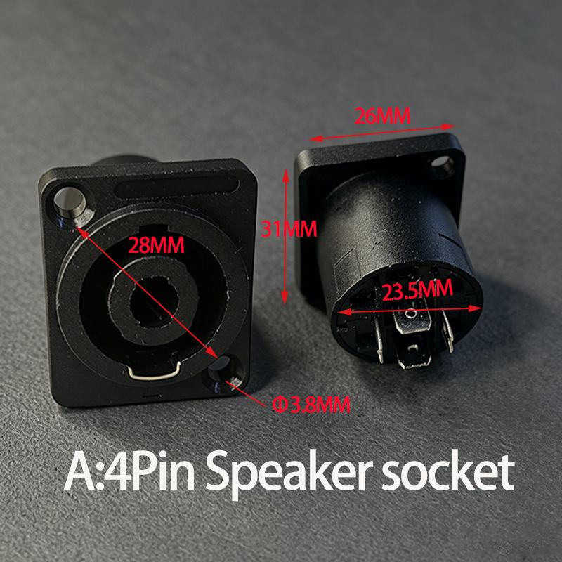 2PCS D-type6.35mm Welded Socket Large 3Core Stereo Audio Lock6.5mm Microphone Jack4Pin Audio Video Power Cable Adapter Connector