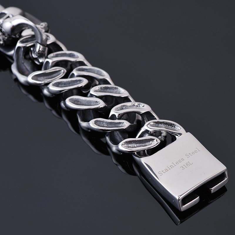 Мужские браслеты в готическом стиле с черепом, 19 мм, из нержавеющей стали, браслет-цепочка с призраком для мужчин, ювелирные изделия в виде скелета, новинка для мужественных запястий