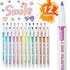 8/12pcs Double-Line Outline Pen Set In Pastel Candy Colors for Journaling, Glitter Highlighter Markers for Art Marking