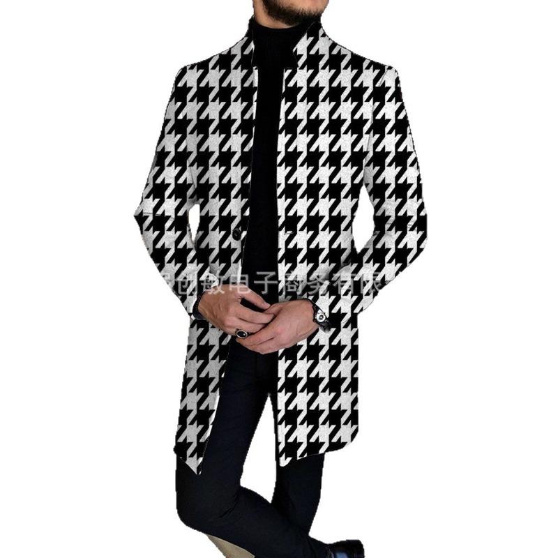 2025 Костюмный воротник Карман Мужское пальто Куртка Мужской большой размер Ветровка Осень и Зима Шерстяное пальто