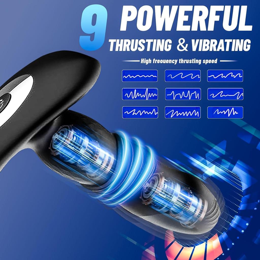 Prostate Massager Anal Vibrator Thrusting Vibrating with Cock Ring Anal Plug Male Sex Toys for Men Enema APP Remote Control