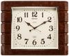 Clock Wall Clock Radio Analog Time Selectable Chime Strike Square Dark Brown Marble Pattern RX209B &