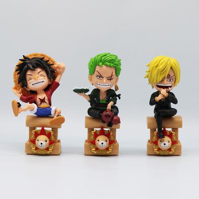 One Piece Q Version Луффи Санджи сидячая поза фигурка модель автомобиля настольный орнамент аксессуары мультфильм декор игрушки
