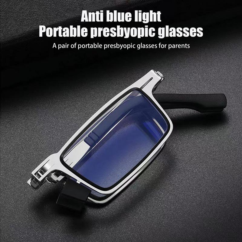 Portable Smart Folding Reading Glasses Blue Light Blocking for Men Metal Round Square Elder Eyeglasses Diopters Presbyopia