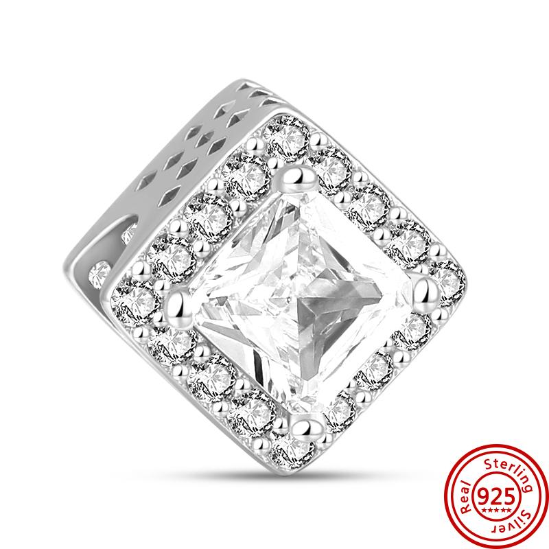 Медь 925 пробы Прозрачный циркон Снежинка Гербарий Крылья ангела и Сердце Сверкающие бусины Подходят для оригинального браслета Pantaro с шармами DIY Циркон