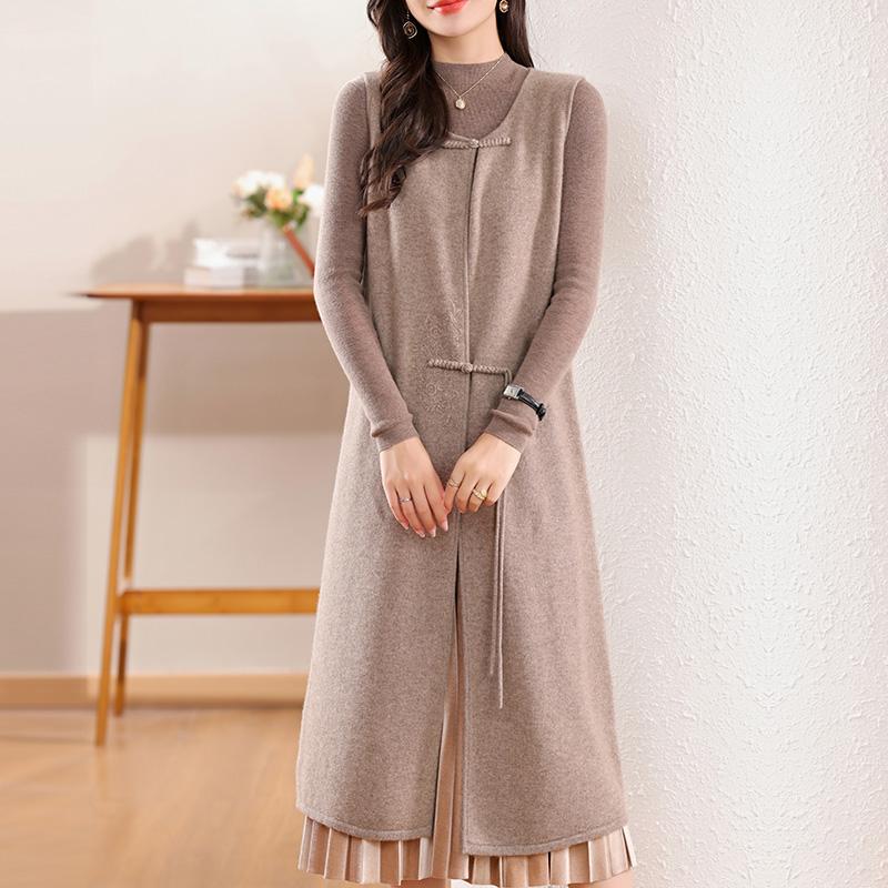 Женское кашемировое платье Qinghe кашемир 30% кашемир 70% шерсть осенне-зимняя кашемировая юбка мягкая и теплая