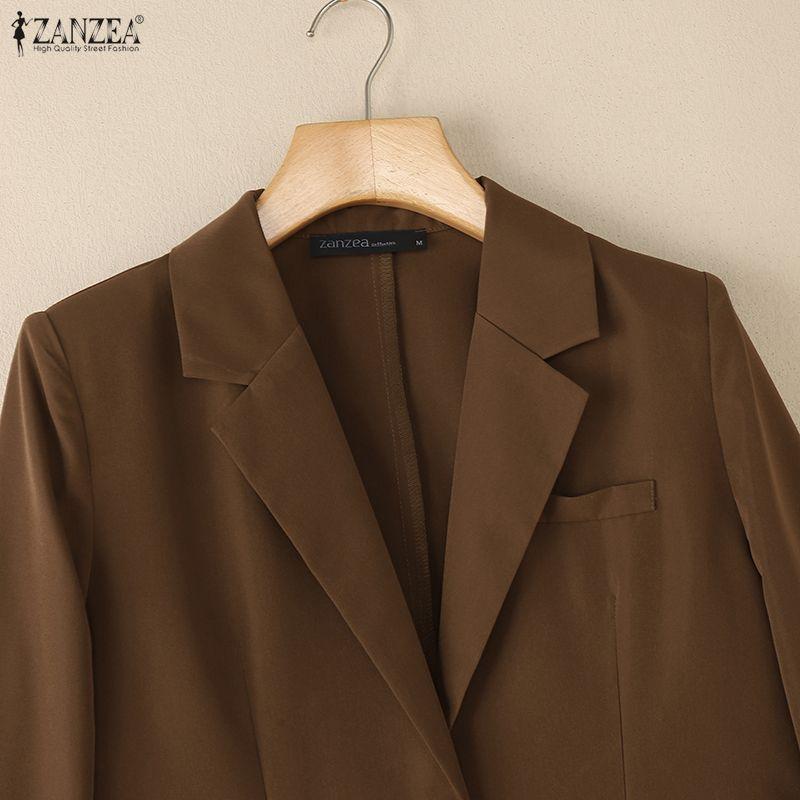 ZANZEA Женский повседневный кардиган-блейзер с лацканами с вырезом и длинными рукавами