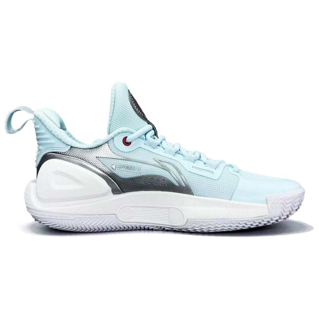Li Ning Speed 9 Сердце Океана Ткань Устойчивая к истиранию Легкая Низкие Баскетбольные кроссовки Унисекс Синий Белый ABPT001-6()