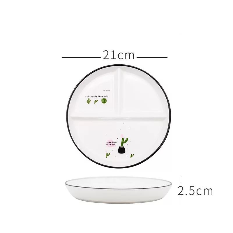 Круглая тарелка с перегородками Nordic, керамическая тарелка для детского обеда с фруктами и димсамом, тарелка с 3 решетками, тарелки для завтрака и фаст-фуда