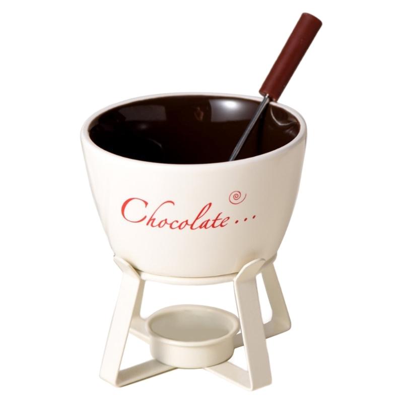 Fondue Pots Set with Fork for Chocolate,Cheese,Candy,Appetizer Tealight Porcelain Melting Pots Ceramic Butter Warmers Set