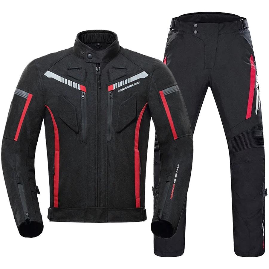 HEROBIKER Водонепроницаемая мотоциклетная куртка Мужская Гоночная куртка Носимые мотоциклетные штаны Мото куртка С защитой EVA