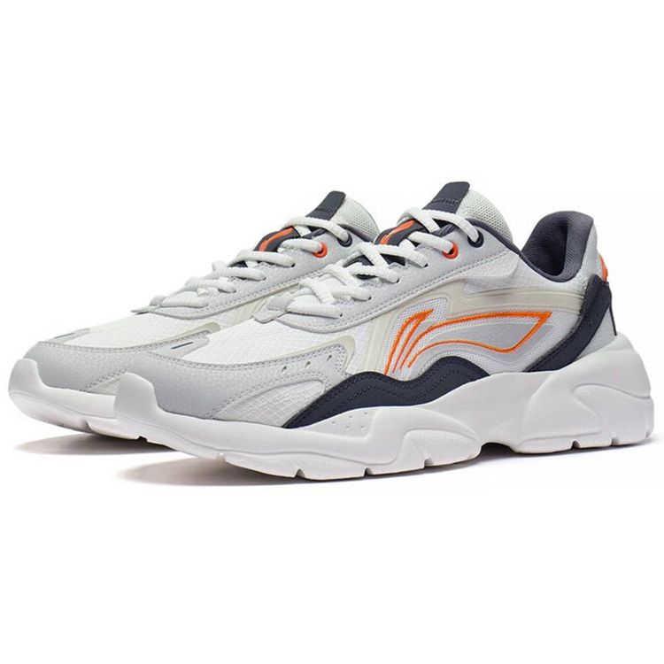 Li Ning Flow Rock Удобные повседневные низкие спортивные туфли мужские кроссовки белые серые AGCS267-1