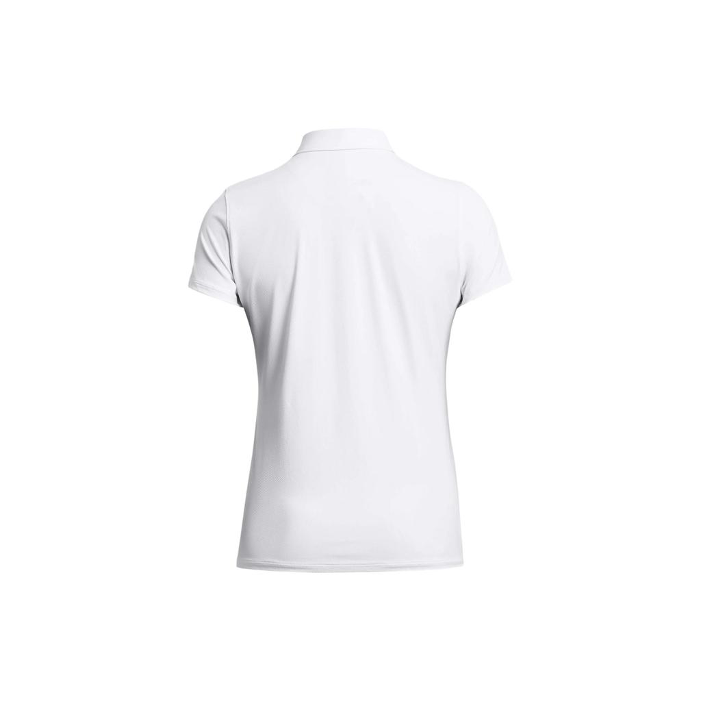 Under Armour Ua Iso-Chill Solid Logo Повседневная удобная рубашка поло с коротким рукавом Женские топы Белого цвета 1382814-100