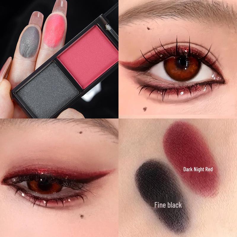 Cool & Clear Pink-Black Two-Tone Eyeshadow Palette – Super Sparkly, Dark Gothic Smoky Eyes, Sweet & Cool Green-Blue Makeup