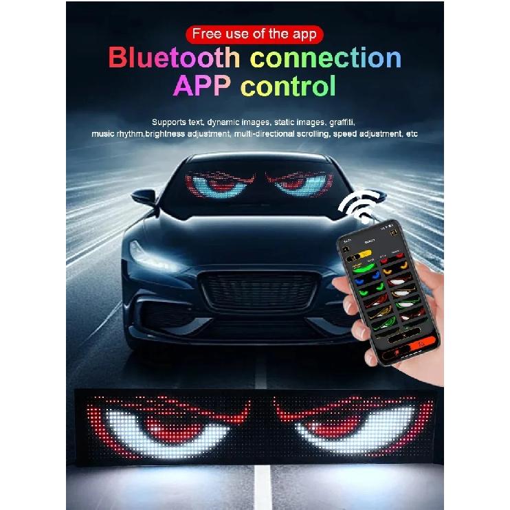 Multifunctional Bright Devil Eyes LED Light for Car Windshield Flexible Programmable Scrolling LED Display Bluetooth APP Control