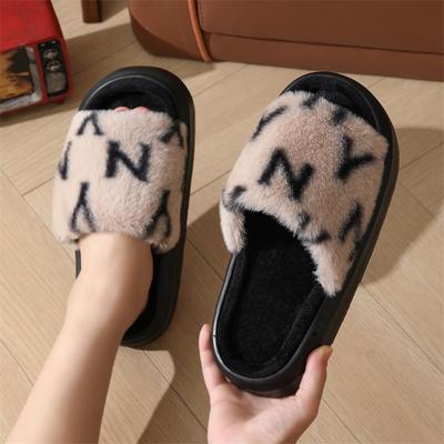 Тапочки Mao Mao женские весенние новые домашние с толстой подошвой открытые хлопковые тапочки можно носить на улице осенью и зимой