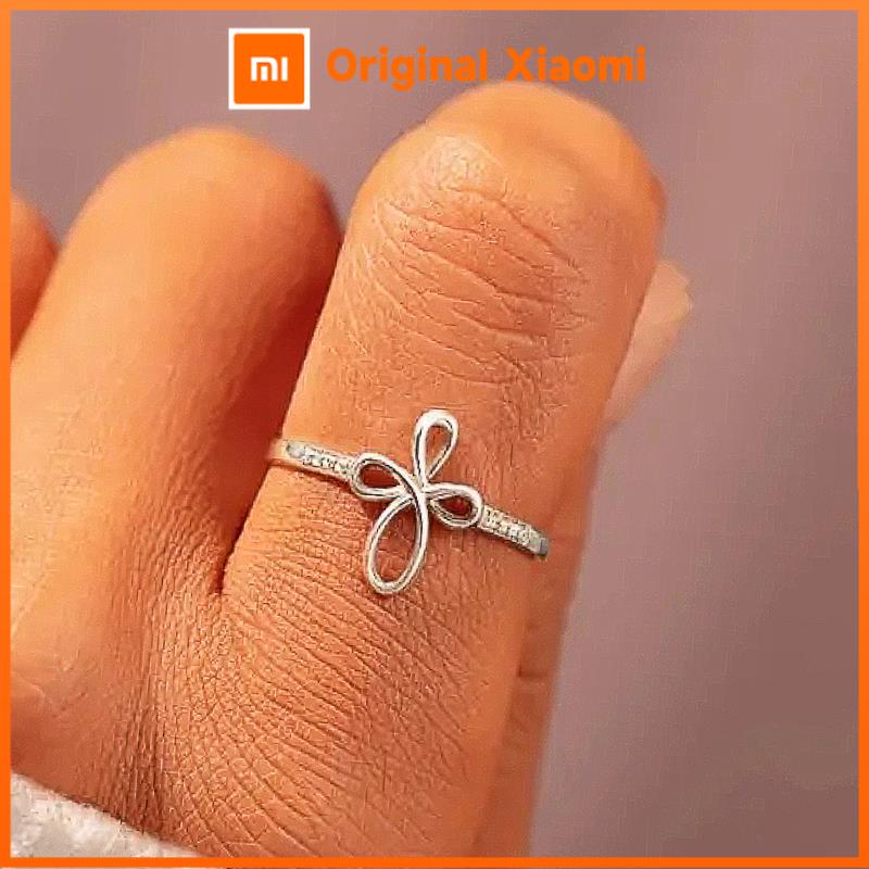 Xiaomi Huitan Silver Color Hollow Cross Ring for Women Minimalist Thin Band Finger Accessories Inlaid CZ Fashion Daily Party Jewelry