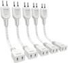 Short, 10cm White Extension Cord, Set of 5, 1 Outlet, 180-Degree Swing Plug, 15A 1500W Power Extension Cord, 0.1m, with Fire Prevention Insulation