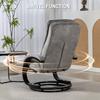 Swivel Recliner Chair with Footrest, Manual Recliner Armchair with Wooden Base, Plush Velvet Upholstered Reclining Chair for Living Room, Bedroom