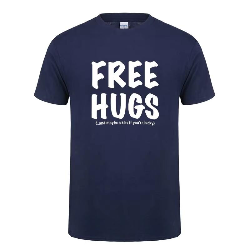 Футболка с принтом Free Hugs для мужчин, мужская летняя футболка с коротким рукавом и круглым вырезом, модная хлопковая футболка, футболка мужская, брендовая одежда