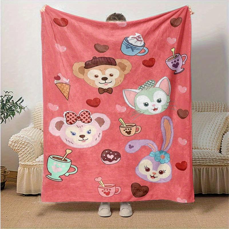 1pc, Duffy and Friends (16) Home Decor Flannel Blanket, Perfect Gift for Bedroom, Living Room, Travel, Camping, Car, Beach, Office Nap, Ideal Sofa Thr