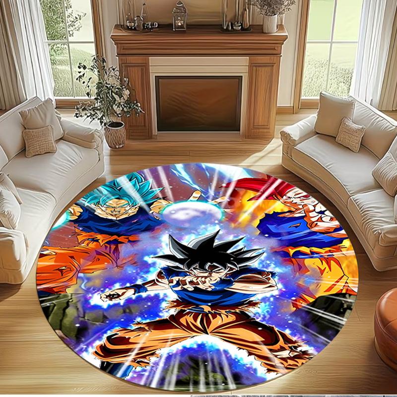 DRAGON BALL Print Round Rug, Washable Floor Carpet, For Entryway Dorm Laundry Room Office Study, Home Decor Birthday Christmas Gift