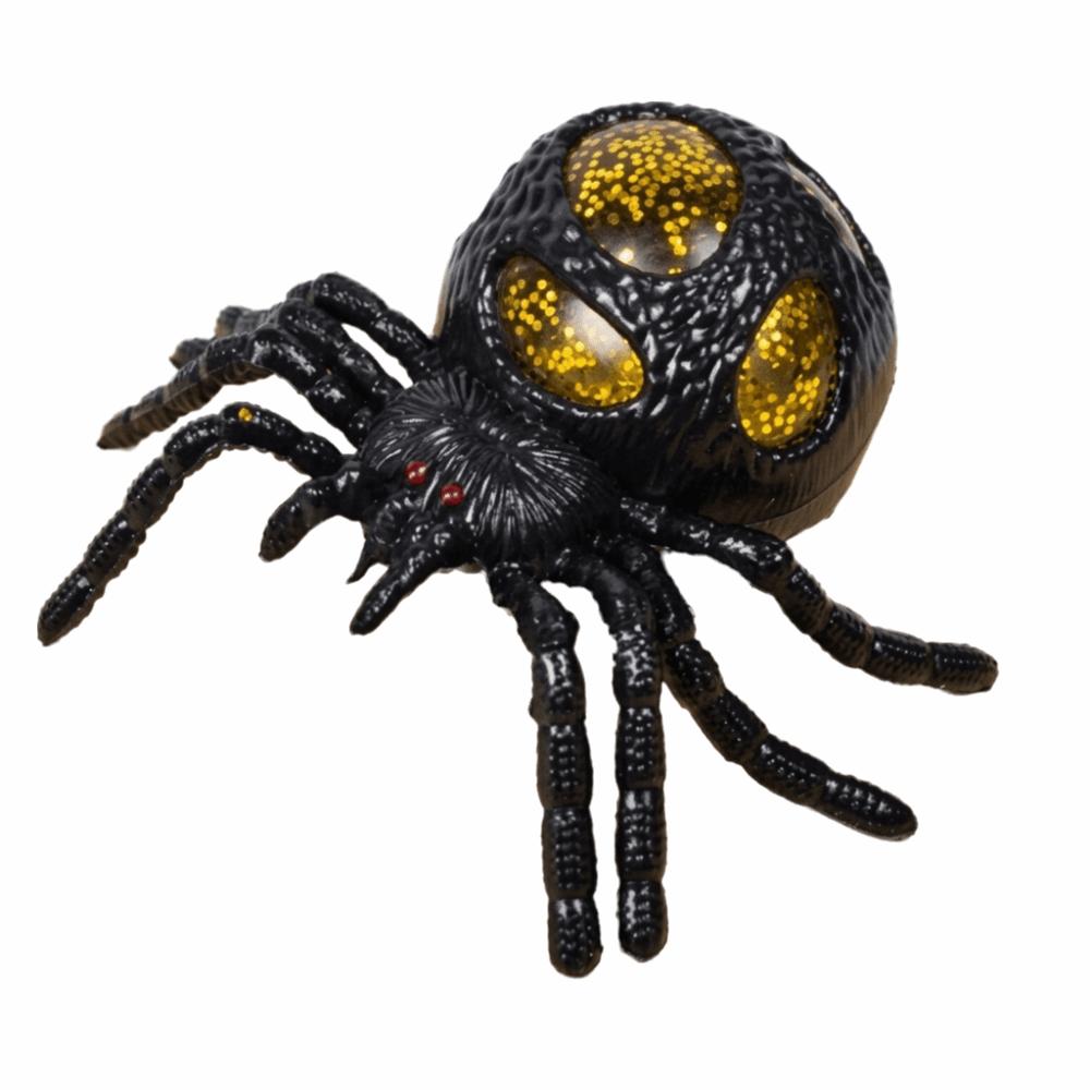 Novelty Black Spider Spoof Squeeze Toy Gold Glitter Filled Halloween Spider Squishy Holiday Party