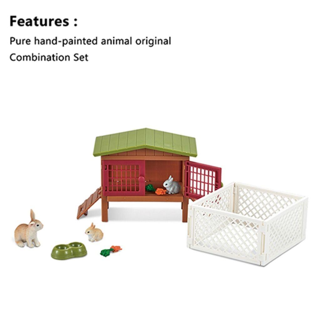Chicken Rabbit Farm Henhouse Model Puppy Figurine Ranch Model Toy Children's Toy