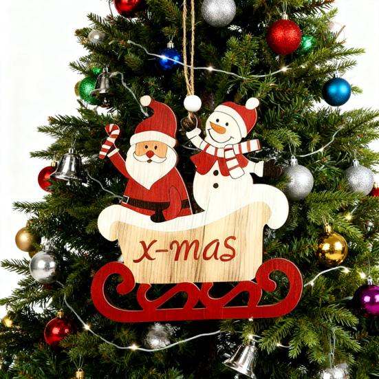 Рождественское украшение Деревянное подвесное Санта Снеговик Веселого Рождества Декор Дерево Красное Рождественское украшение для праздничного домашнего декора