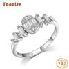Tancise Classic 925 Sterling Silver Zircon Ring Ladies Jewelry Wedding Promise Party Gift